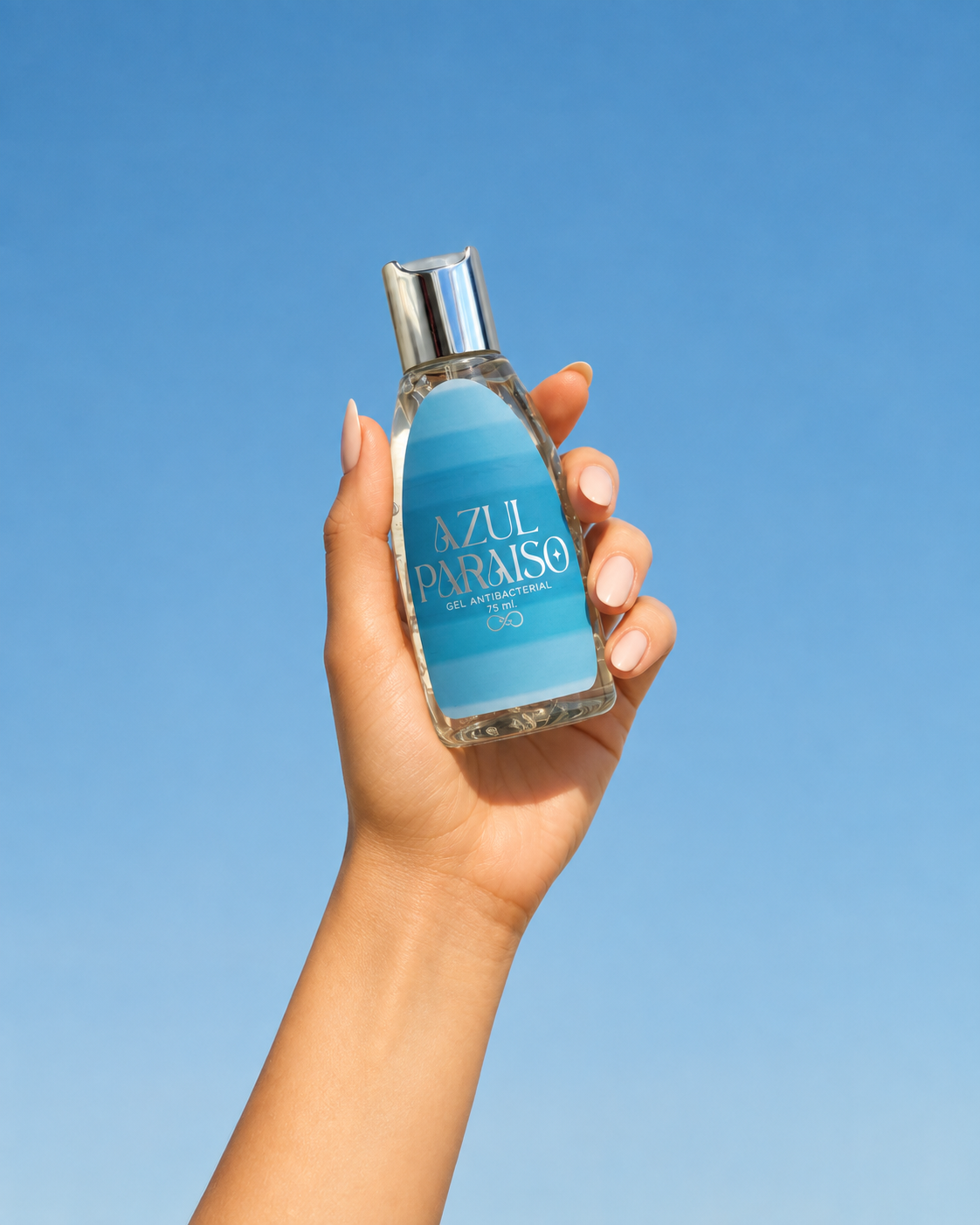 Gel Antibacterial Azul Paraíso 75 ml - Pedacito de Cielo