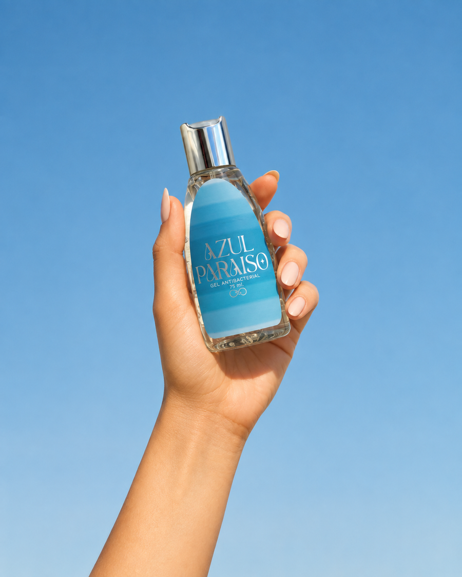 Gel Antibacterial Azul Paraíso 75 ml - Pedacito de Cielo