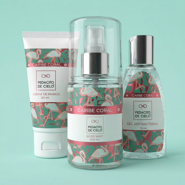 Kit Mini Caribe Coral - Crema, Body Mist y Gel Antibacterial